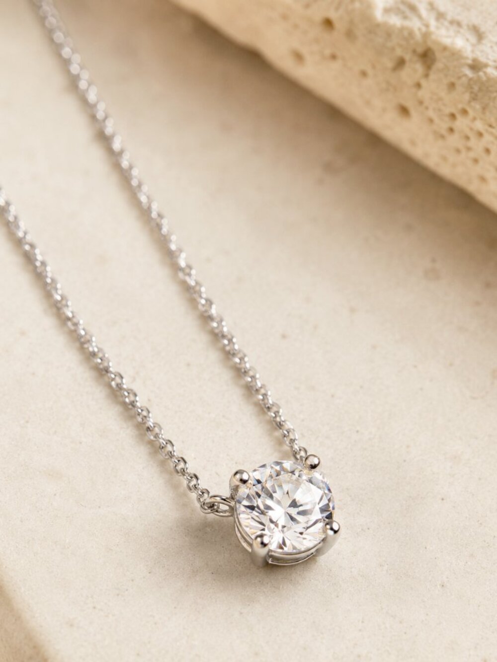 Bliss – Silver Crystal Pendant Necklace Tarnish Resistant, Stainless Steel - Picture 3 of 5